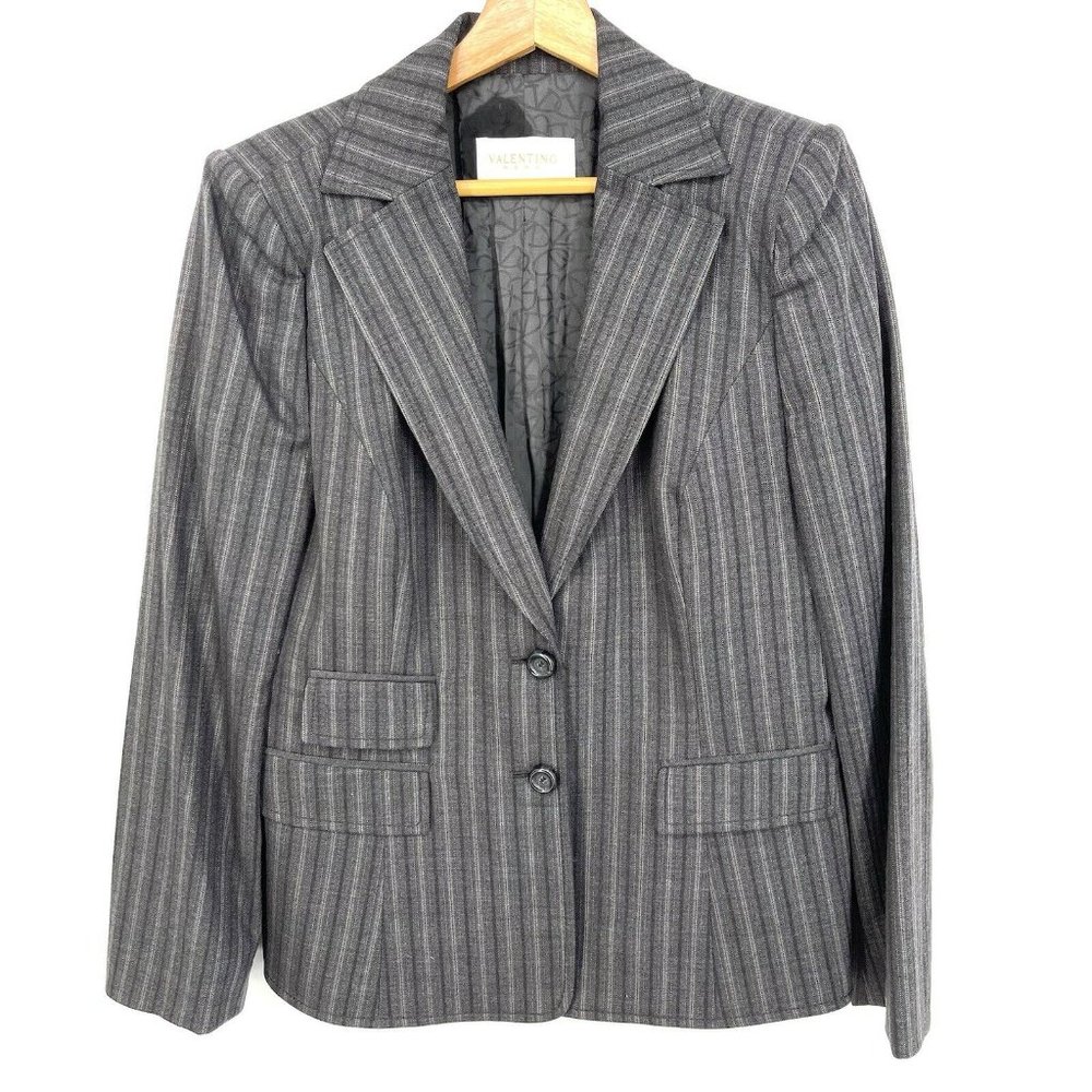 Size 48/12 Valentino Roma Women's Pinstriped Virgi